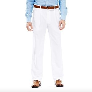 Haggar cool 18 white dress slacks pleated front